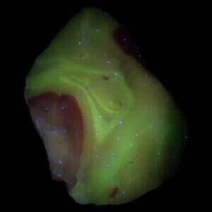 Jadeite Lime Pink Art Glass Cullet Manganese Glowing Swirl Slag Glass #4GX114